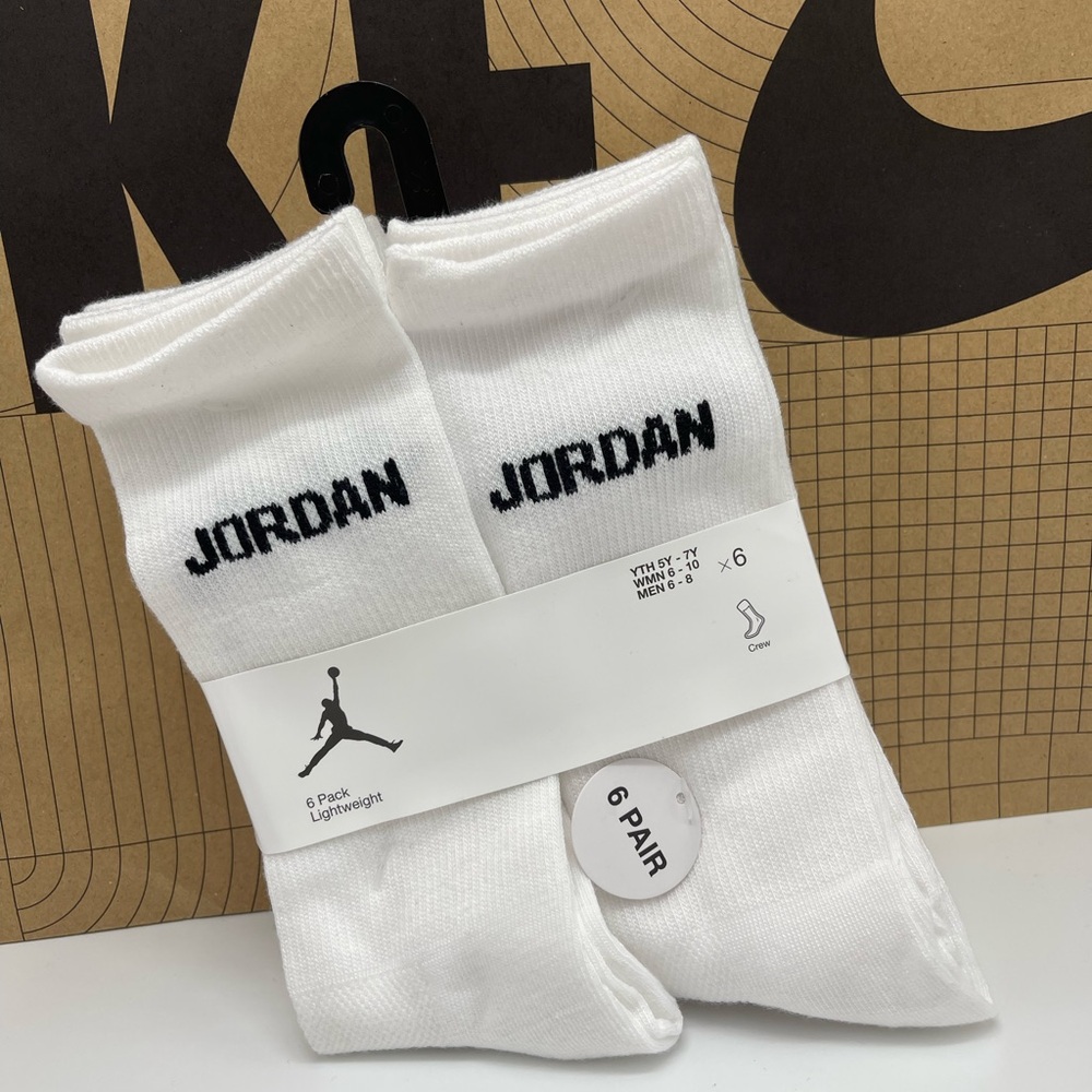 Jordan Men's Athletic White Crew Socks - 6 Pair
